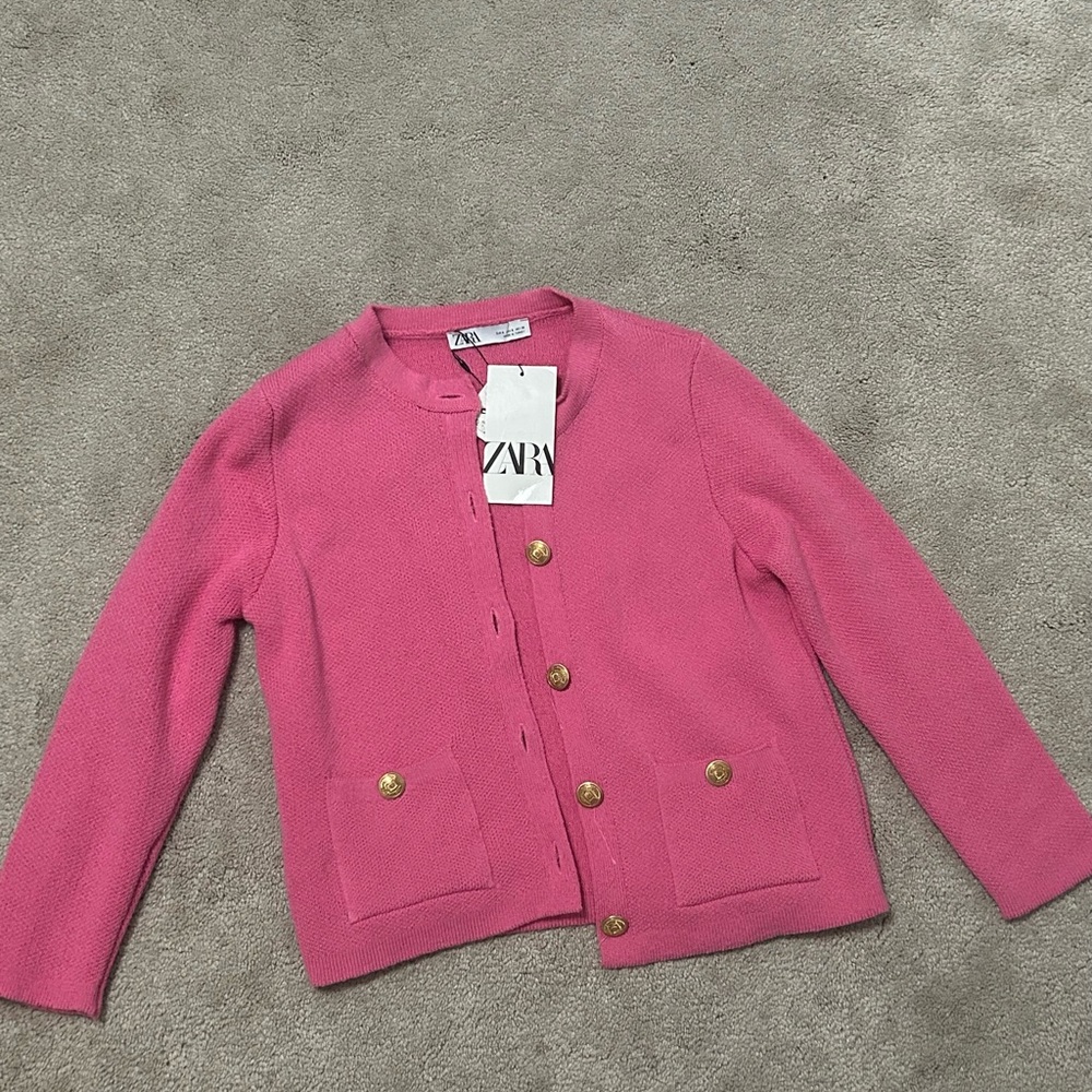 Zara Kids Vibrant Pink Blazer with Gold Accents
